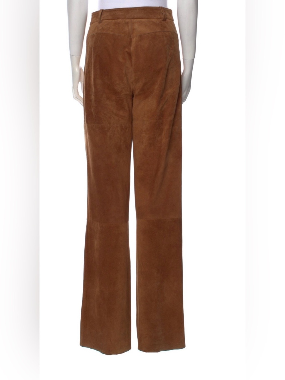 Weekend Max Mara Suede Flare Jeans in Cognac Brown